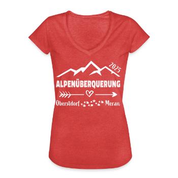 Alpenüberquerung Oberstdorf Meran 2025 Geschenk - Frauen Vintage T-Shirt - Rot meliert - Vorne