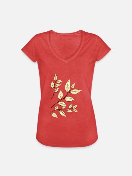 herbstliche Blätter - Frauen Vintage T-Shirt - Rot meliert