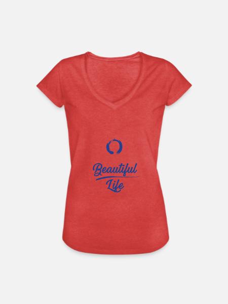 Beautiful Life - Frauen Vintage T-Shirt - Rot meliert
