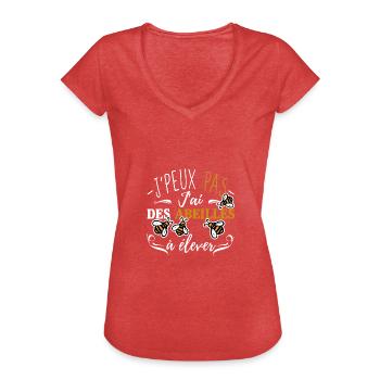 J'peux pas j'ai des abeilles à élever - T-shirt vintage Femme - rouge chiné - Devant