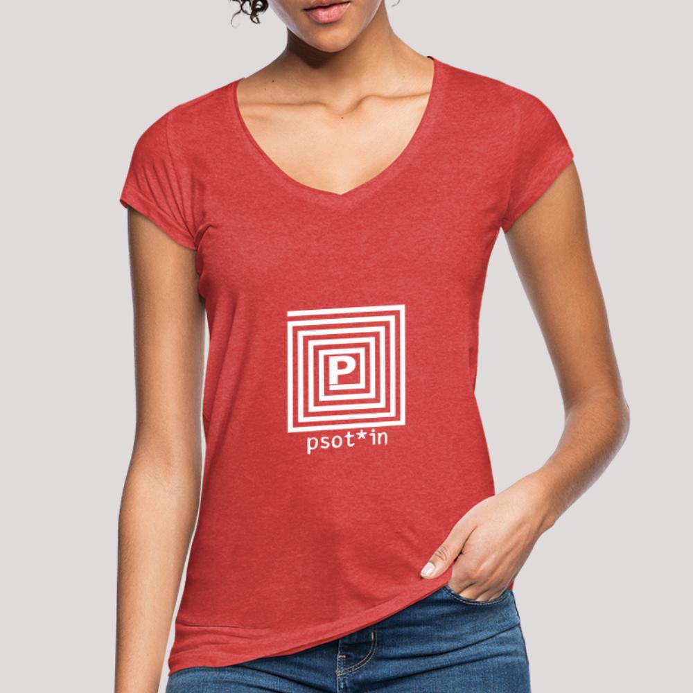 psot*in Weiß - Frauen Vintage T-Shirt Rot meliert
