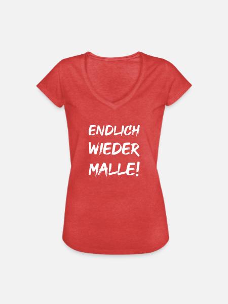 Endlich wieder Malle! - Frauen Vintage T-Shirt - Rot meliert
