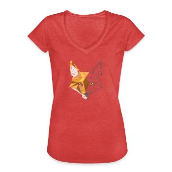 Veelhoek Vos Vos - Vrouwen Vintage T-shirt - rood gemêleerd - Voor