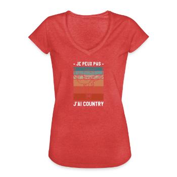 Je Peux Pas J'ai Country - T-shirt vintage Femme - rouge chiné - Devant