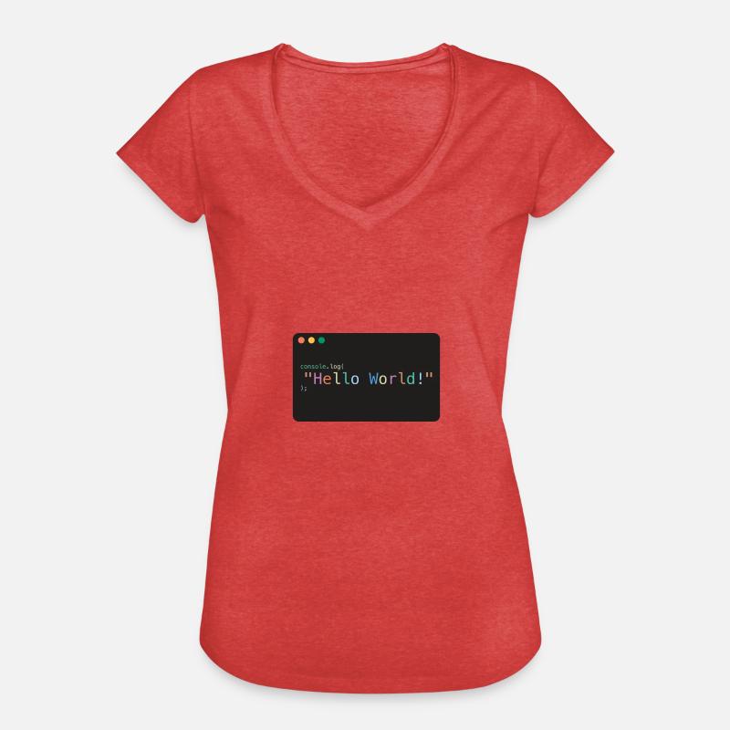 Hello World JavaScript console.log - Women's Vintage T-Shirt - heather red