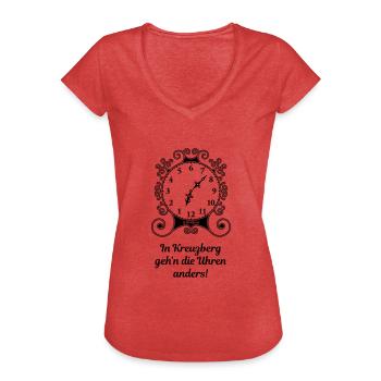In Kreuzberg geh'n die Uhren anders! (Berlin) - Frauen Vintage T-Shirt - Rot meliert - Vorne - Danielle (179cm)