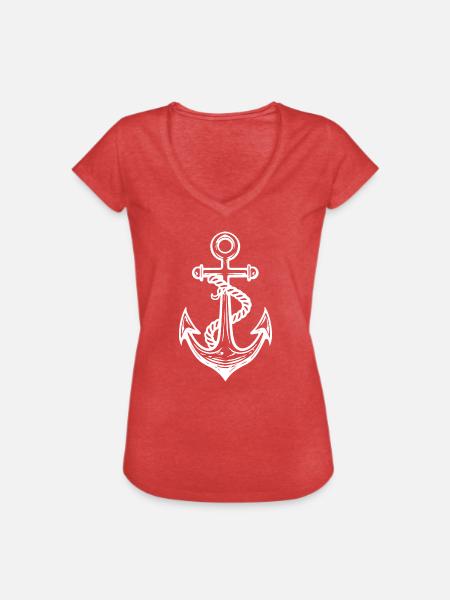 Anker - Frauen Vintage T-Shirt - Rot meliert