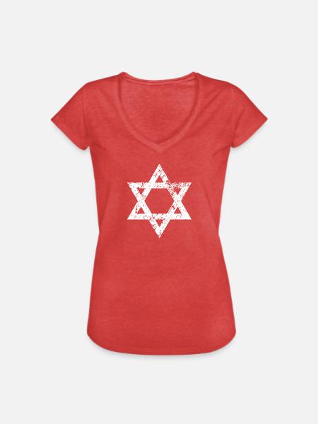 Davidstern - Jüdisches Design - Frauen Vintage T-Shirt - Rot meliert