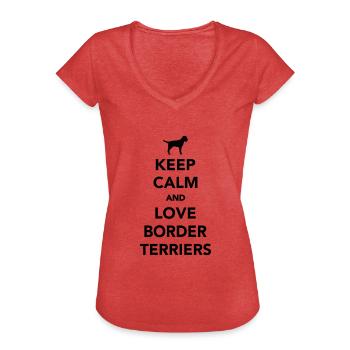Border Terrier - T-shirt vintage Femme - rouge chiné - Devant - Danielle (179cm)