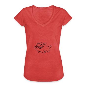 piranha - T-shirt vintage Femme - rouge chiné - Devant - Danielle (179cm)