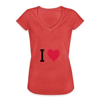 i love - Women's Vintage T-Shirt - heather red - Front - Danielle (179cm)