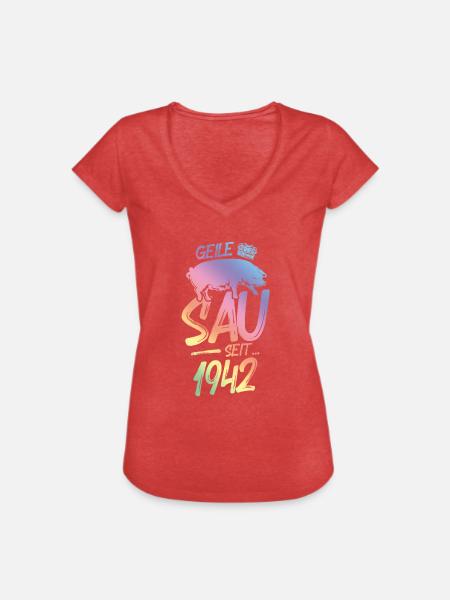 1942 Geile Sau - Frauen Vintage T-Shirt - Rot meliert