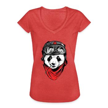 Meilleur vendeur de pilote de moto Panda - T-shirt vintage Femme - rouge chiné - Devant - Danielle (179cm)