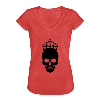 Skull Crown - Frauen Vintage T-Shirt - Rot meliert - Vorne - Danielle (179cm)