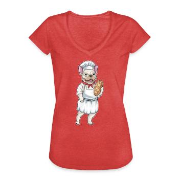 Französische Bulldogge Bäcker Brot Backen - Frauen Vintage T-Shirt - Rot meliert - Vorne
