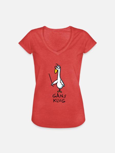 Gans klug - Frauen Vintage T-Shirt - Rot meliert