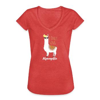 I only sing Alpacapella Alpaka Lama lustiges Shirt - Frauen Vintage T-Shirt - Rot meliert - Vorne - Danielle (179cm)