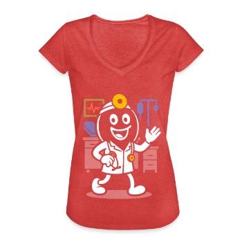Ribbo als Arzt – Lustige Arztpraxis-Szene - Frauen Vintage T-Shirt - Rot meliert - Vorne