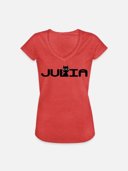 Julia with a black cat - Women's Vintage T-Shirt - heather red