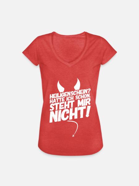 Heiligenschein Teufel Spruch - Frauen Vintage T-Shirt - Rot meliert