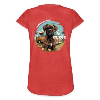 nicht ohne meinen Boxer - Frauen Vintage T-Shirt - Rot meliert - Hinten - Danielle (179cm)