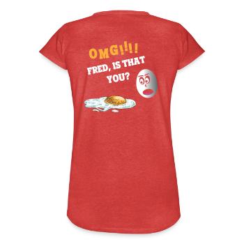 Funny Food Design - Fried Eggs - Scrambled Eggs - Women's Vintage T-Shirt - heather red - Back - Danielle (179cm)