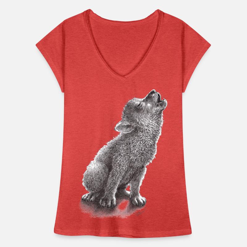 Junger heulender Wolf Frauen Vintage T-Shirt