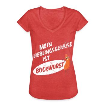 Mein Lieblingsgemüse ist Bockwurst 2- Sausage - Frauen Vintage T-Shirt - Rot meliert - Vorne - Danielle (179cm)