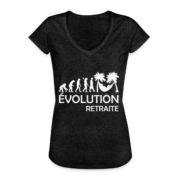 Évolution retraite / humour retraité - T-shirt vintage Femme - charbon - Devant