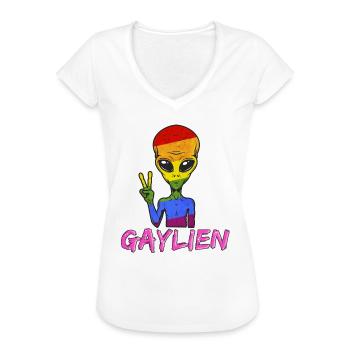 Alien Gay Gaylien LGBT Schwul Regenbogen CSD - Frauen Vintage T-Shirt - Anthrazit - Vorne - Danielle (179cm)