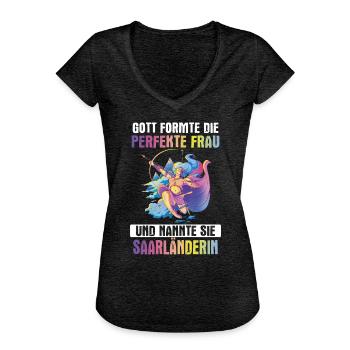 Saarland Saarländerin Saarländer Spruch - Frauen Vintage T-Shirt - Anthrazit - Vorne