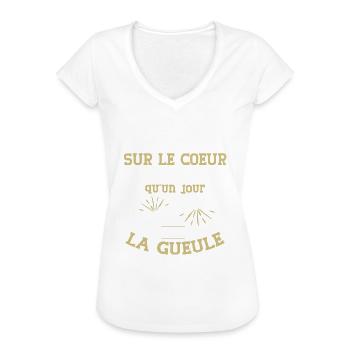 J'ai peut être la main sur le coeur cadeau message - T-shirt vintage Femme - charbon - Devant - Danielle (179cm)