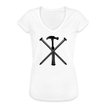 Hammer und Nägel - Frauen Vintage T-Shirt - Anthrazit - Vorne - Danielle (179cm)