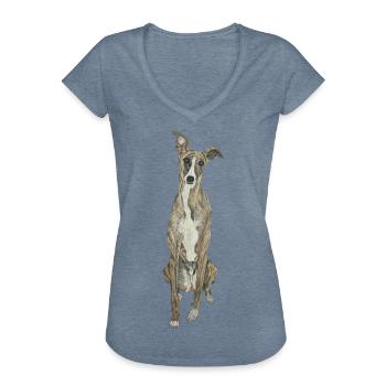 Windhund Greyhound Hundeliebe Hundesport Doglove - Frauen Vintage T-Shirt - Vintage Denim - Vorne - Danielle (179cm)