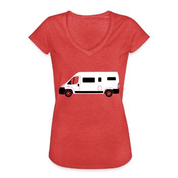 Camping car - T-shirt vintage Femme - rouge chiné - Devant - Danielle (179cm)