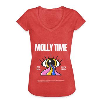 Molly Time Open-Mind Festival Rave Trippy Techno - Frauen Vintage T-Shirt - Rot meliert - Vorne - Danielle (179cm)
