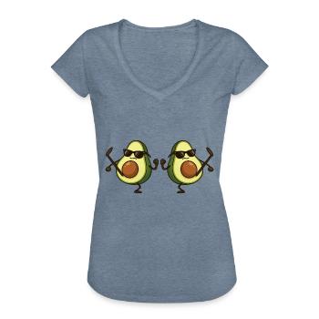 avocado karate 2 - Frauen Vintage T-Shirt - Vintage Denim - Vorne - Danielle (179cm)