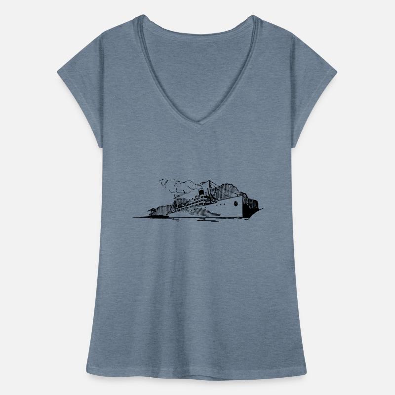 Fahrendes Dampfschiff schwarzweiß Geschenkidee Frauen Vintage T-Shirt