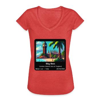Big Ben London Island, Sea of England - Women's Vintage T-Shirt - heather red - Front - Danielle (179cm)