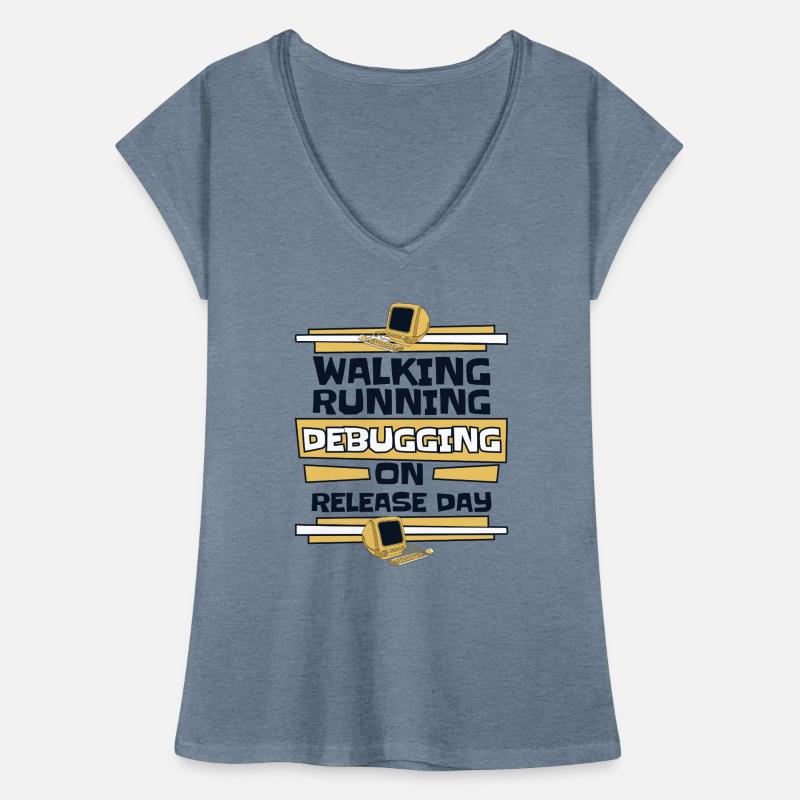 Walking Running Debugging Release Day Coder T-shirt vintage Femme
