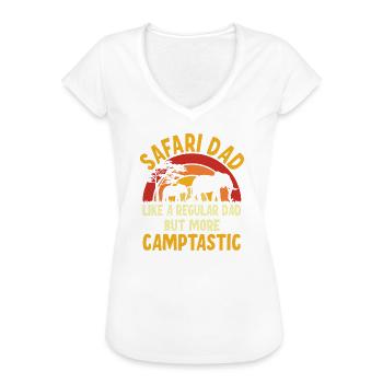 Safari Papa - T-shirt vintage Femme - vintage bleu jeans - Devant - Danielle (179cm)