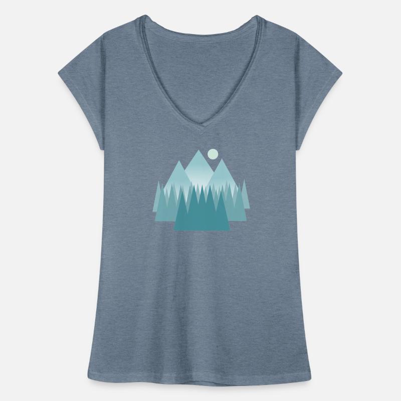 Paysage de montagne astral dans les tons bleus T-shirt vintage Femme