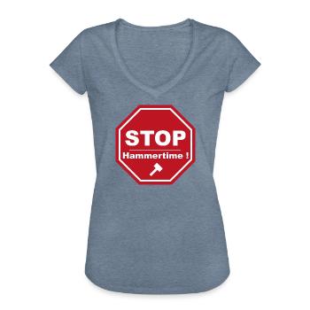 Stopp Hammertime - Frauen Vintage T-Shirt - Vintage Denim - Vorne - Danielle (179cm)