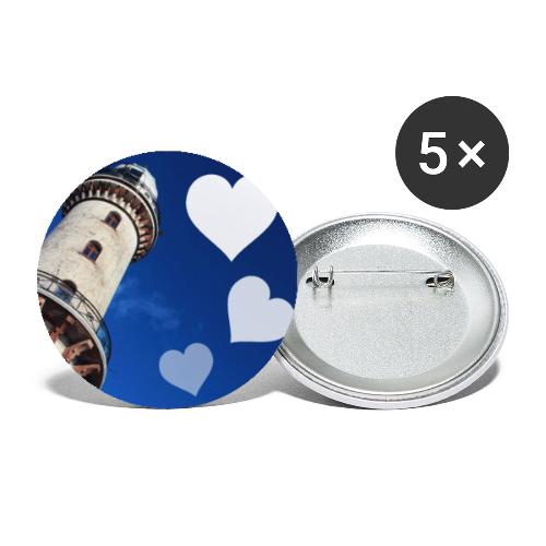Mousepad Leuchtturm mit Herzen - Buttons groß 56 mm (5er Pack)