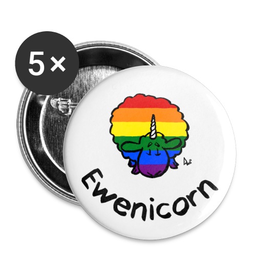 Rainbow Ewenicorn - è una pecora unicorno! (Testo) - Confezione da 5 spille grandi (56 mm)