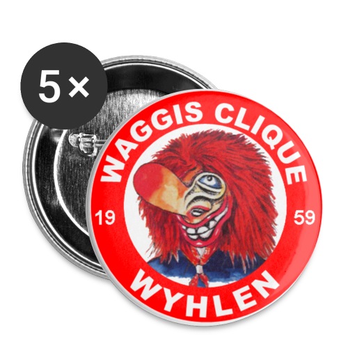 Waggis Logo 1 2 Logo 2000er voll bunt - Buttons groß 56 mm (5er Pack)