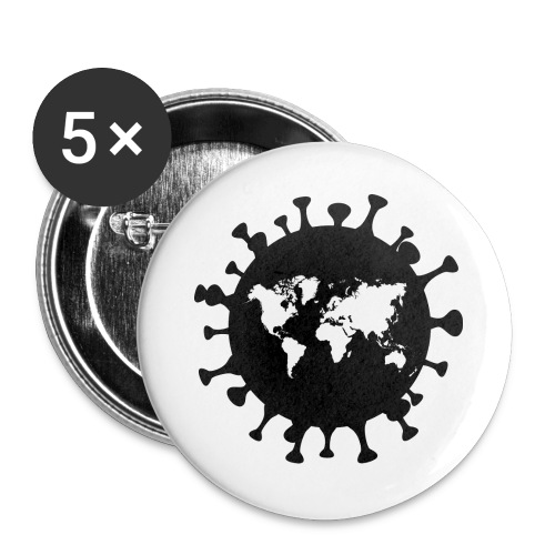 corona virus goes around and attacks the world - Buttons groß 56 mm (5er Pack)