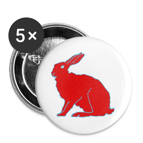 Roter Hase - Buttons groß 56 mm (5er Pack)