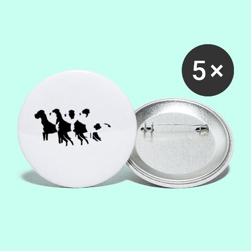 Schwarze Doggen - Buttons groß 56 mm (5er Pack)