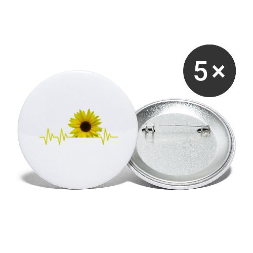 sunflowerbeat - zauberhafte Sonnenblume - Buttons groß 56 mm (5er Pack)